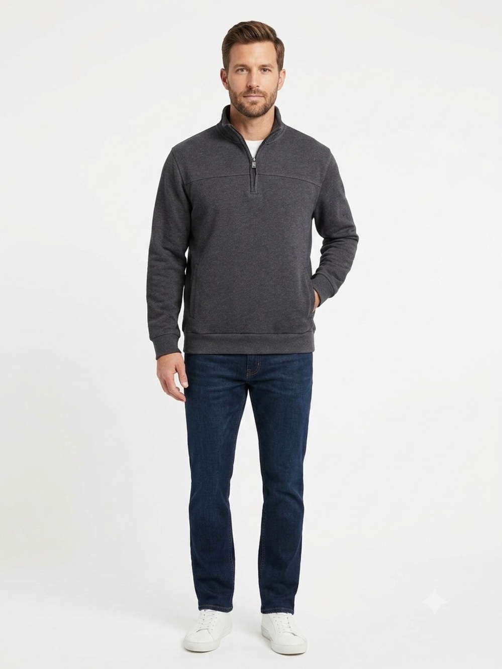 Men’s Gray Arrow Half-Zip Pullover
